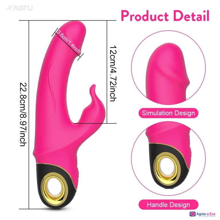 3 in 1 Rabbit Vibrator Dildo G-spot Clitoris Stimulator 