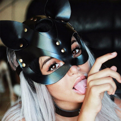 Erotic face mask, sexy mask - Sexy kitten - Black